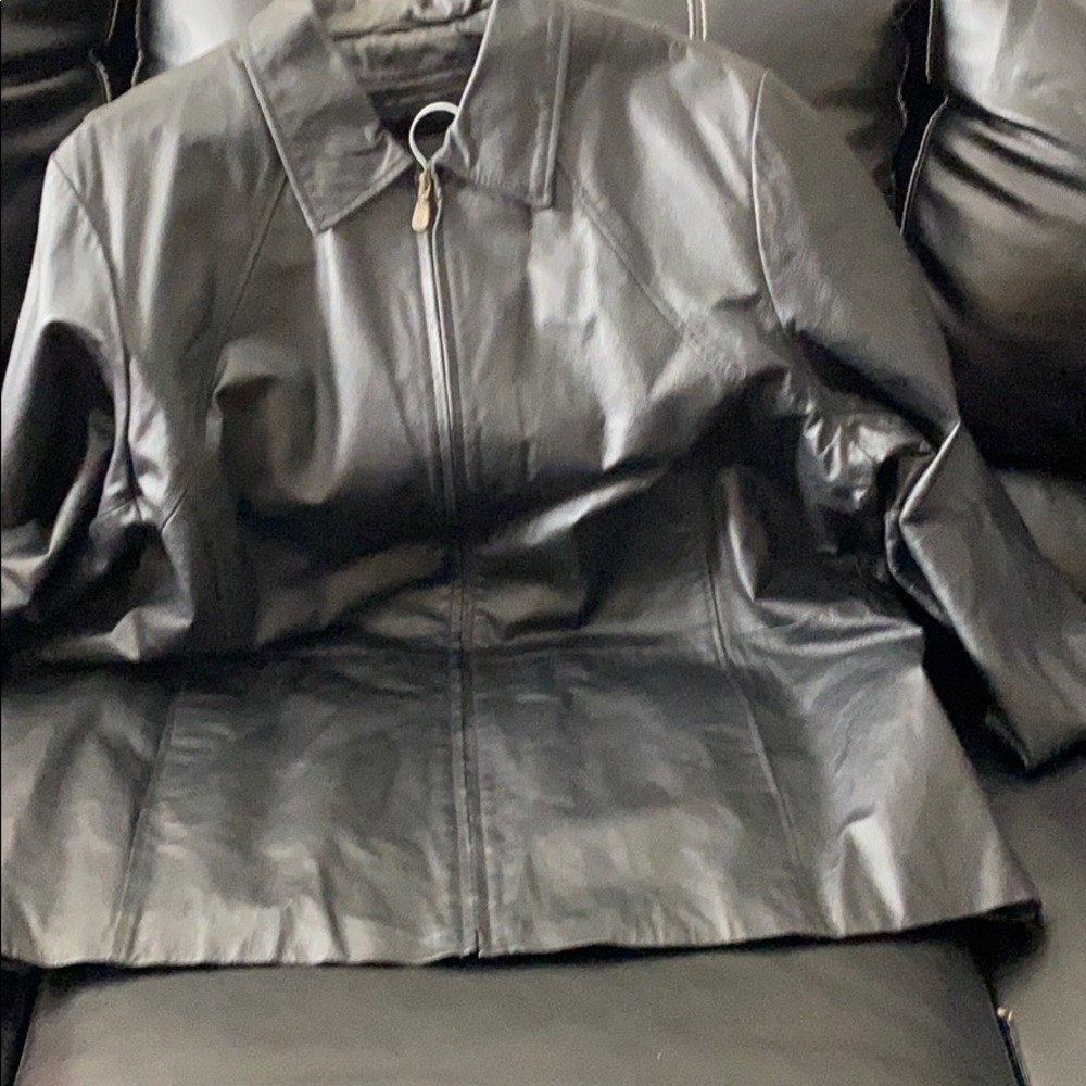 Black leather coat